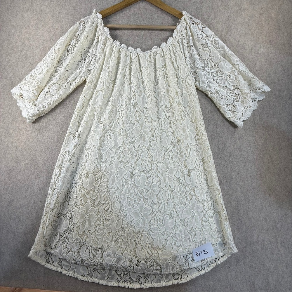 Altard State Ivory Floral Lace Off The Shoulder Mini Dress Small Cream Boho
